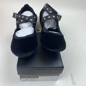 Charles David Studded Ankle Velvet Ballet Flat